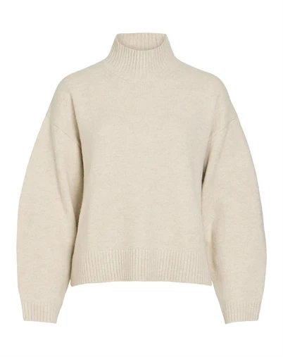 Vila - VISia High Neck Pulover Strik - Birch